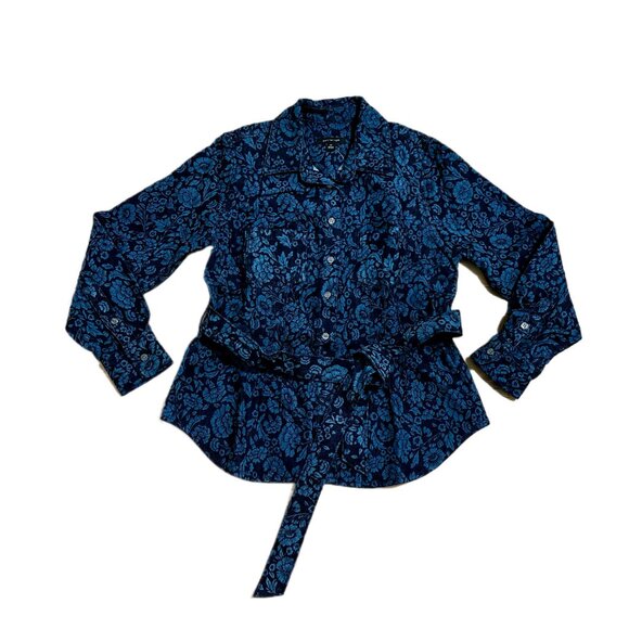 NWT - Ann Taylor Petite Denim Floral Flared Shirt – Size MP - Picture 13 of 16